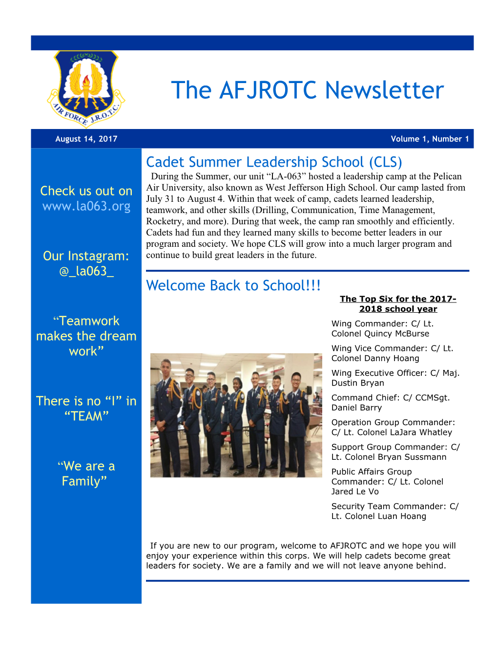 Cadet Summer Leadership School (CLS)