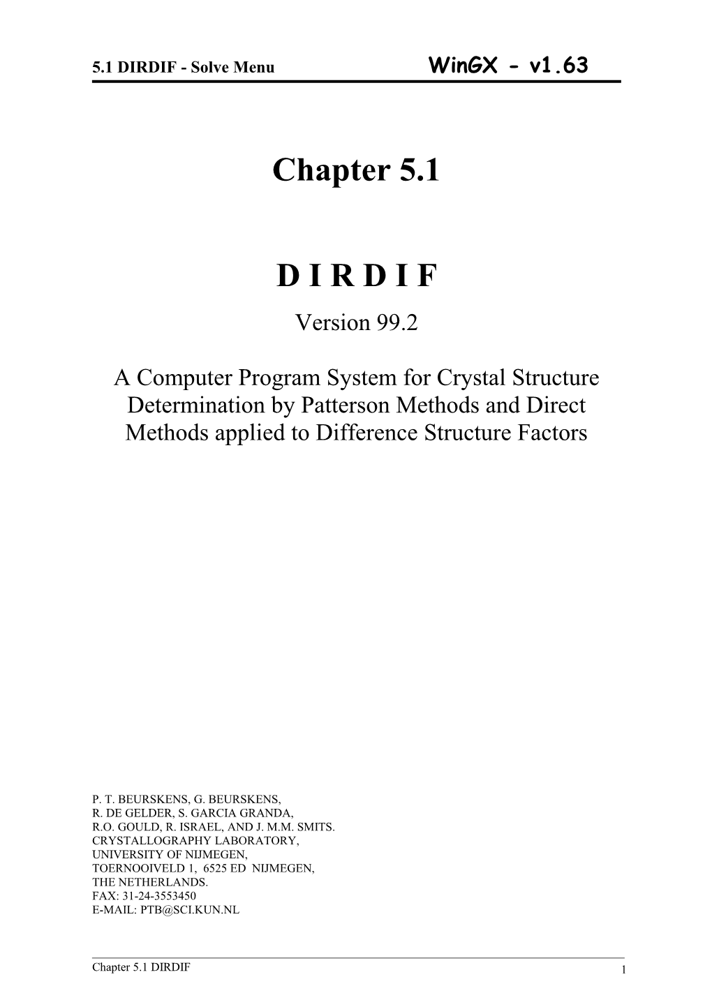 5.1 DIRDIF - Solve Menu Wingx - V1.63