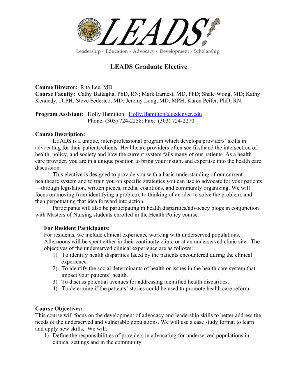 CU-LEADS Resident Advocacy Elective