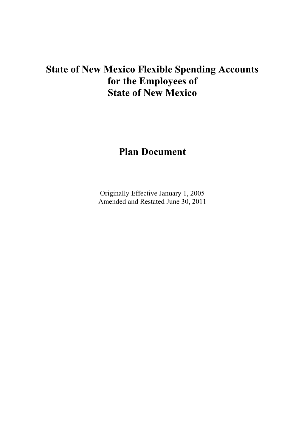 State of New Mexico Flexible Spending Accounts