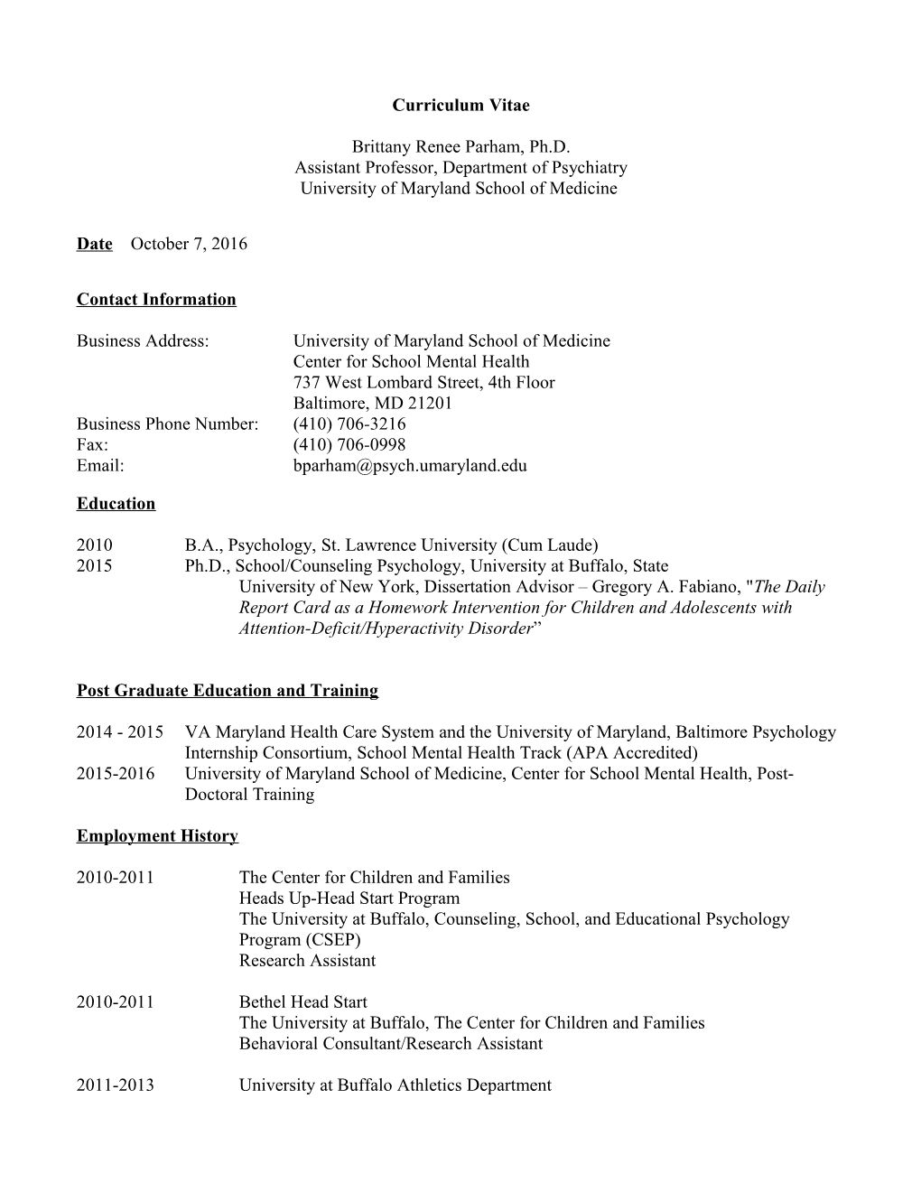 Curriculum Vitae s274