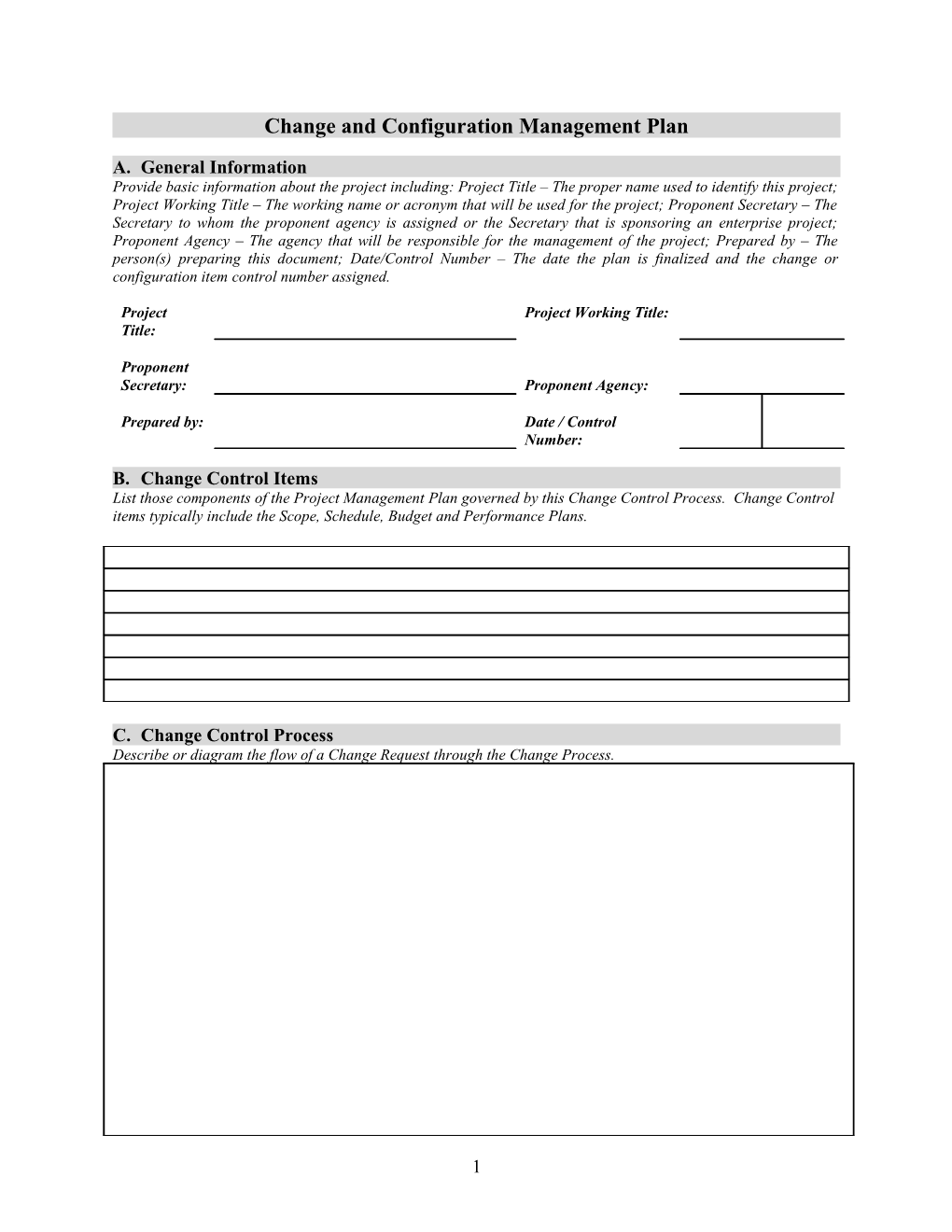 Change and Configuration Management Plan