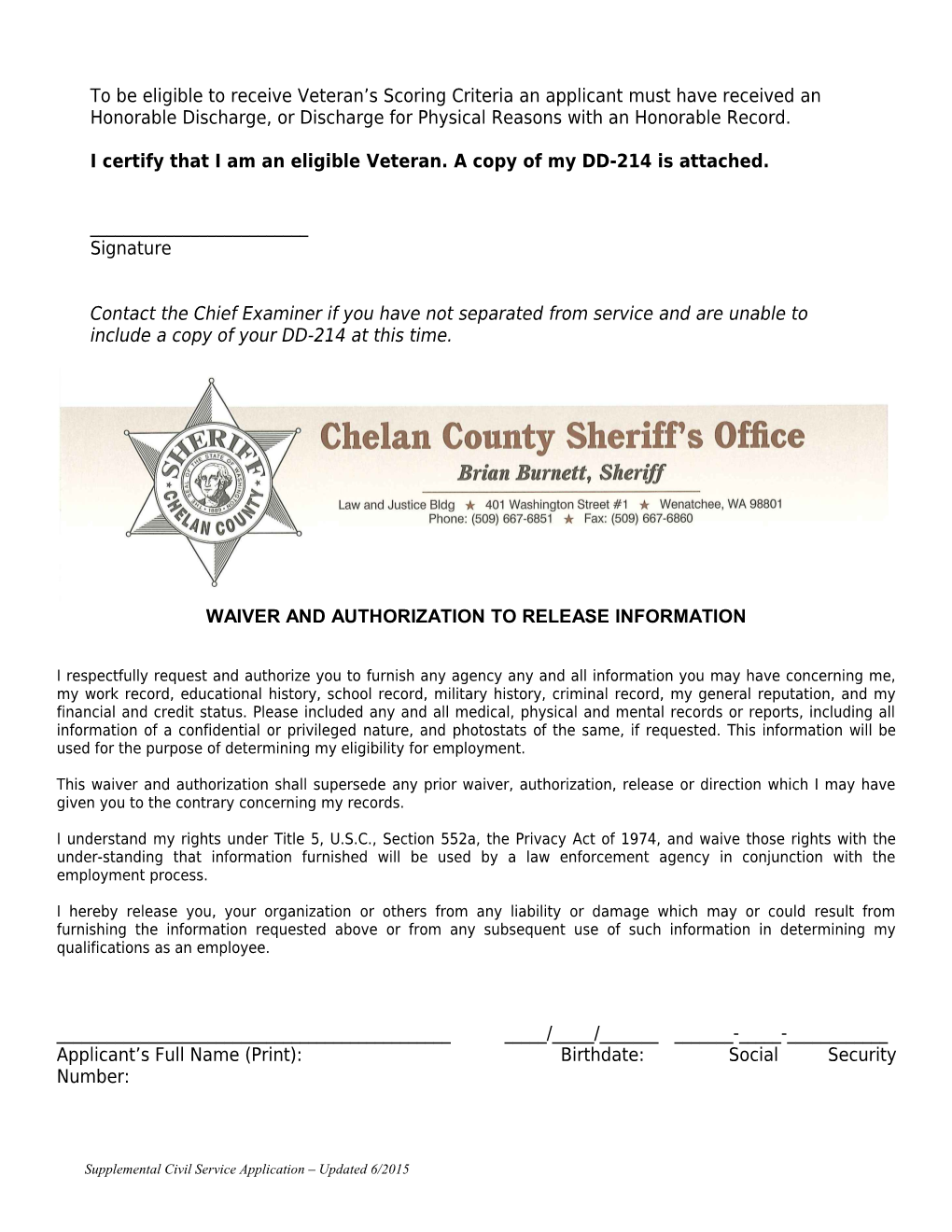 Chelan County Civil Service Commission