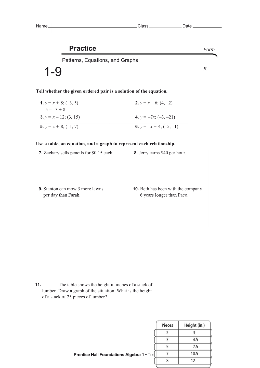 Tell Whether the Given Ordered Pair Is a Solution of the Equation