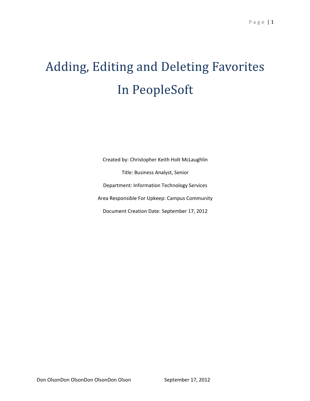 Adding, Editing, And Deleting Favorites In Peoplesoft