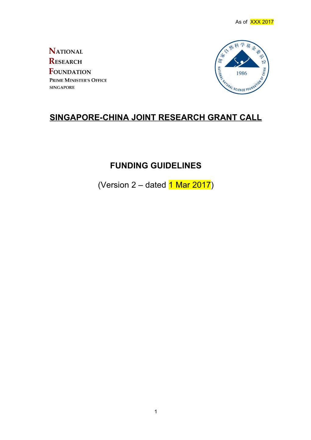 Singapore-Chinajoint Research Grant Call