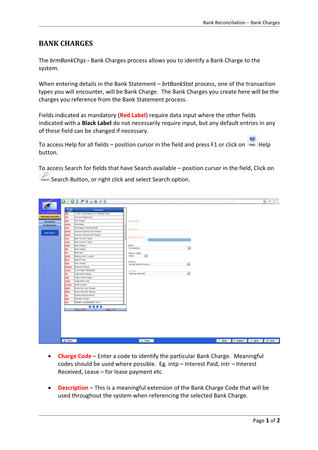 Bank Reconciliation Bank Charges