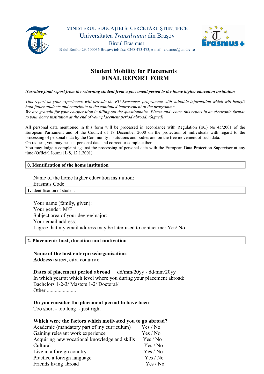 Student Mobility for Placements