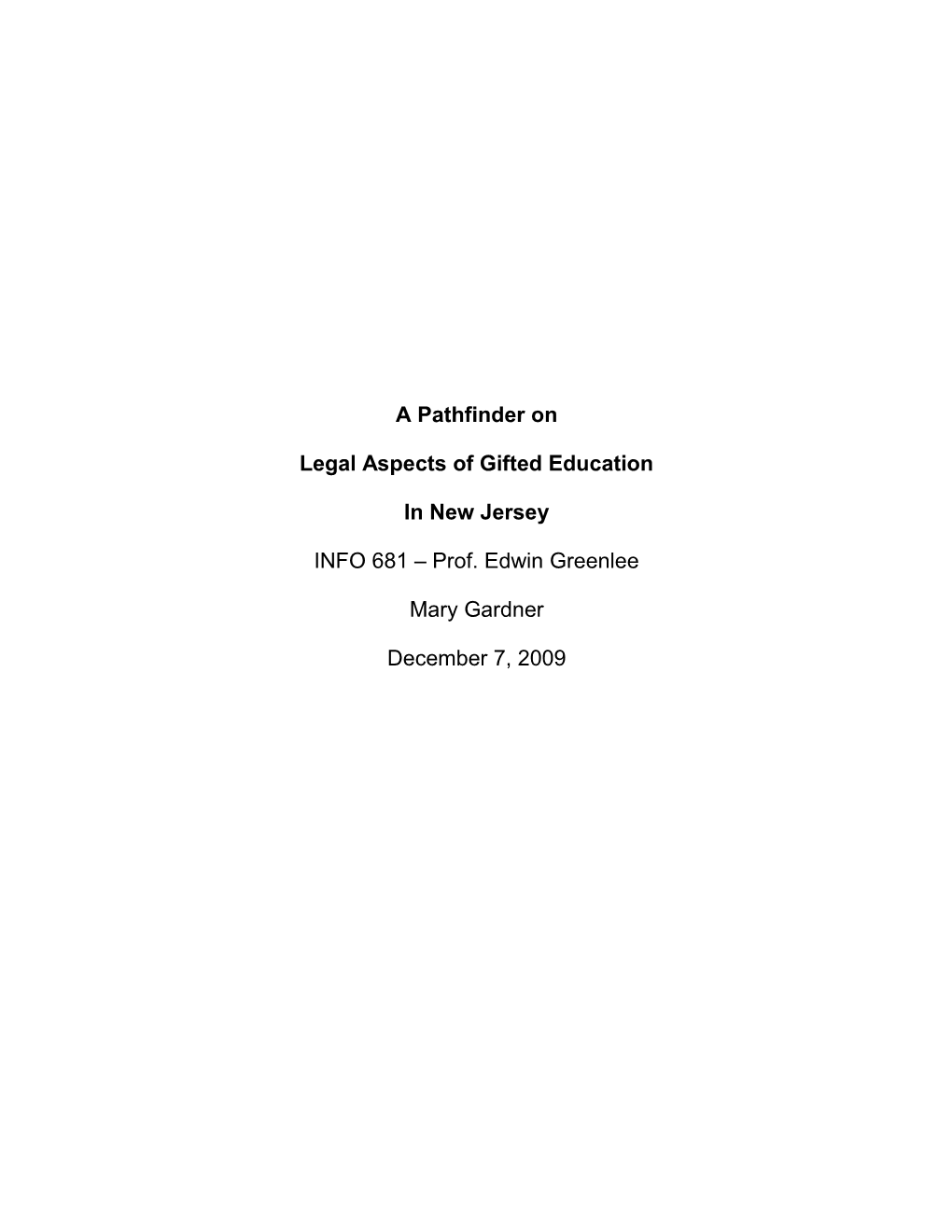 Legal Aspects of Gifted Education