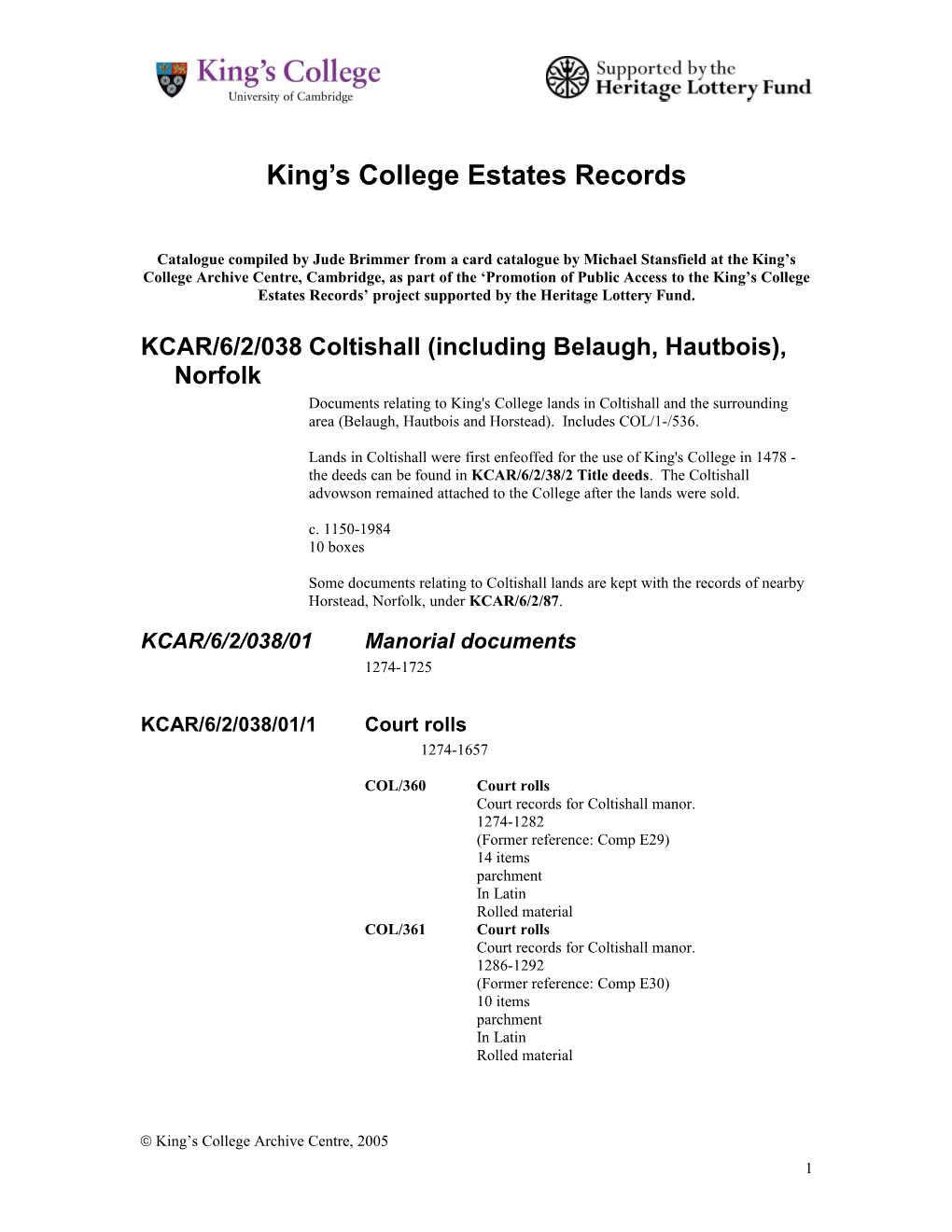 King S College Estates Records s5