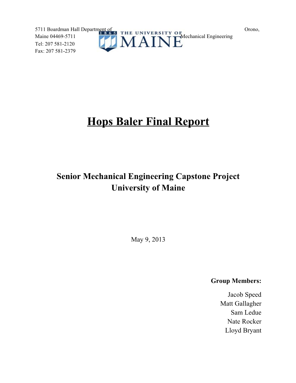 Hops Baler Final Report