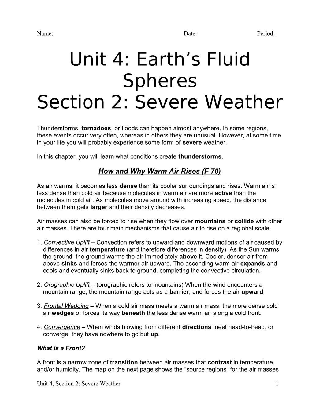 Unit 4: Earth S Fluid Spheres