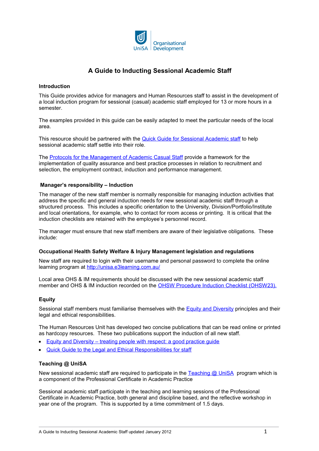 A Guide to Inducting Sessional Academic Staff
