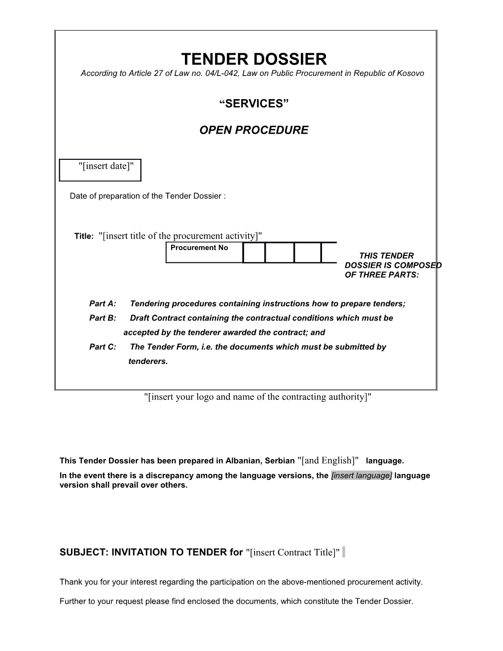 Procurement Number: Nsert Number - Title:Nsert Title