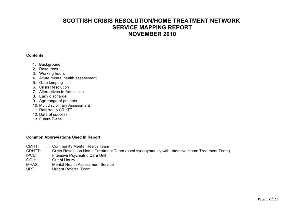 CRHTT Services Throughout Scotland