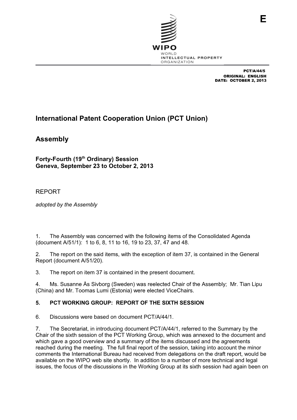 International Patent Cooperation Union (PCT Union) s4