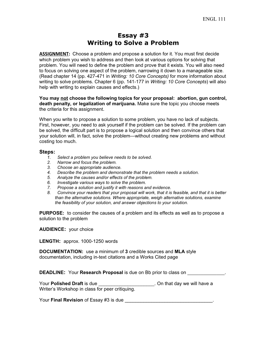 Writing to Solve a Problem