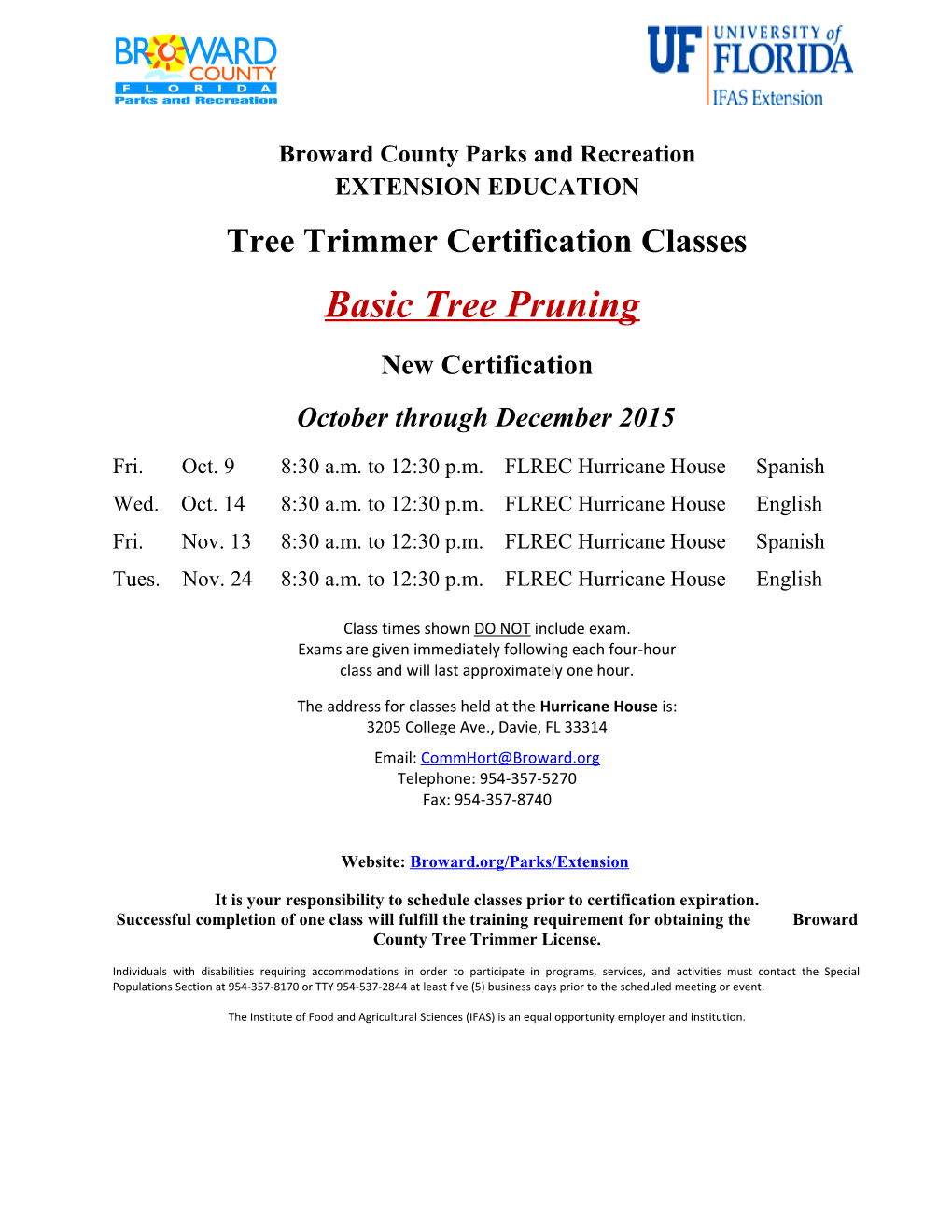 Tree Trimmers Certification Classes