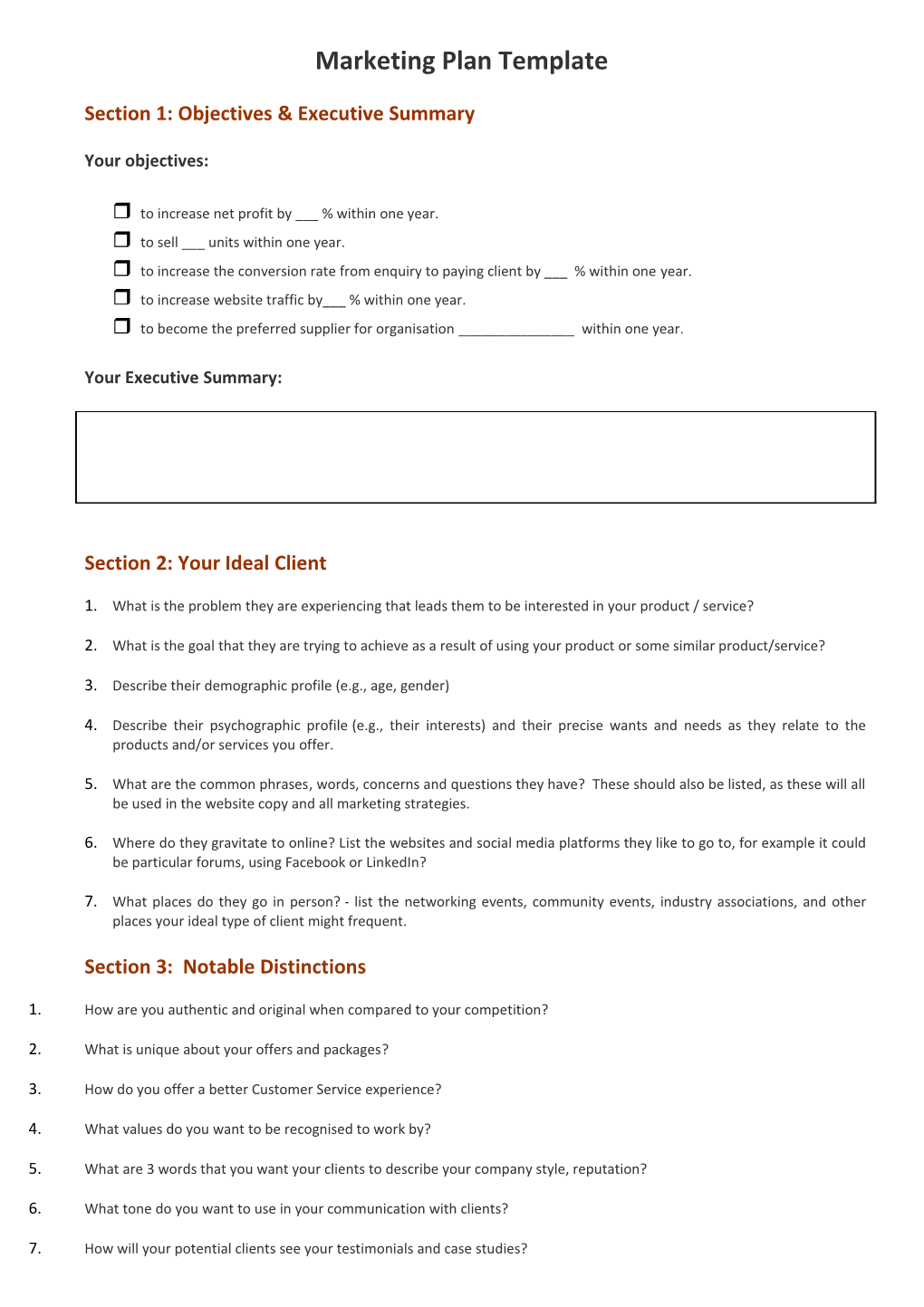 Section 1: Objectives & Executive Summary