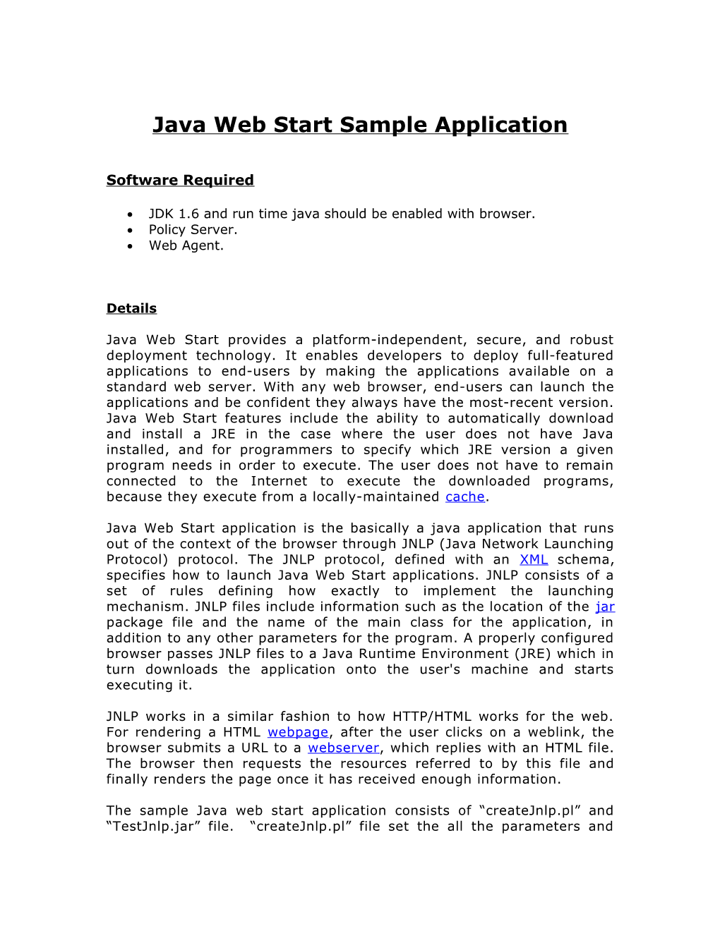 Java Web Start Sample Application