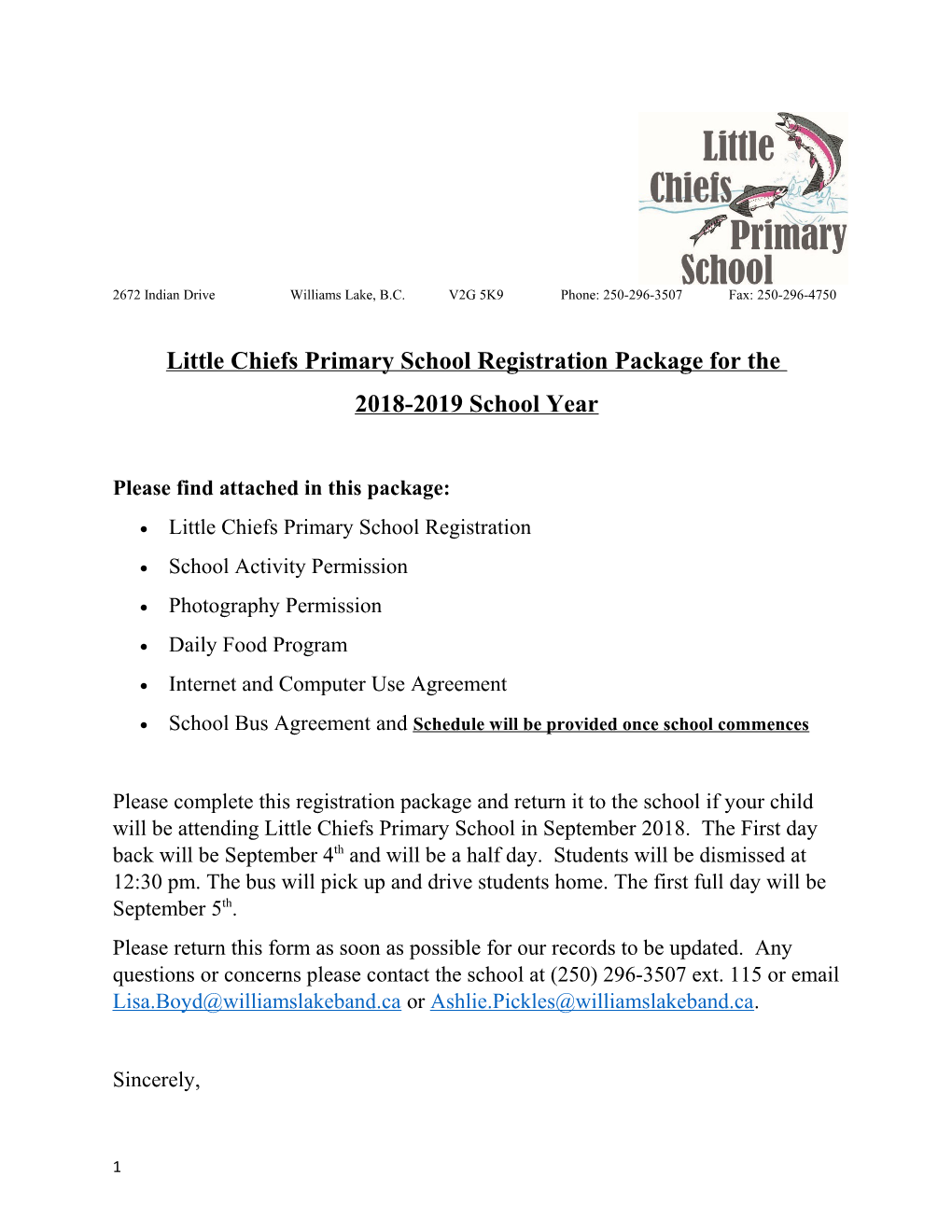 Little Chiefs Primary School Registration Package for The