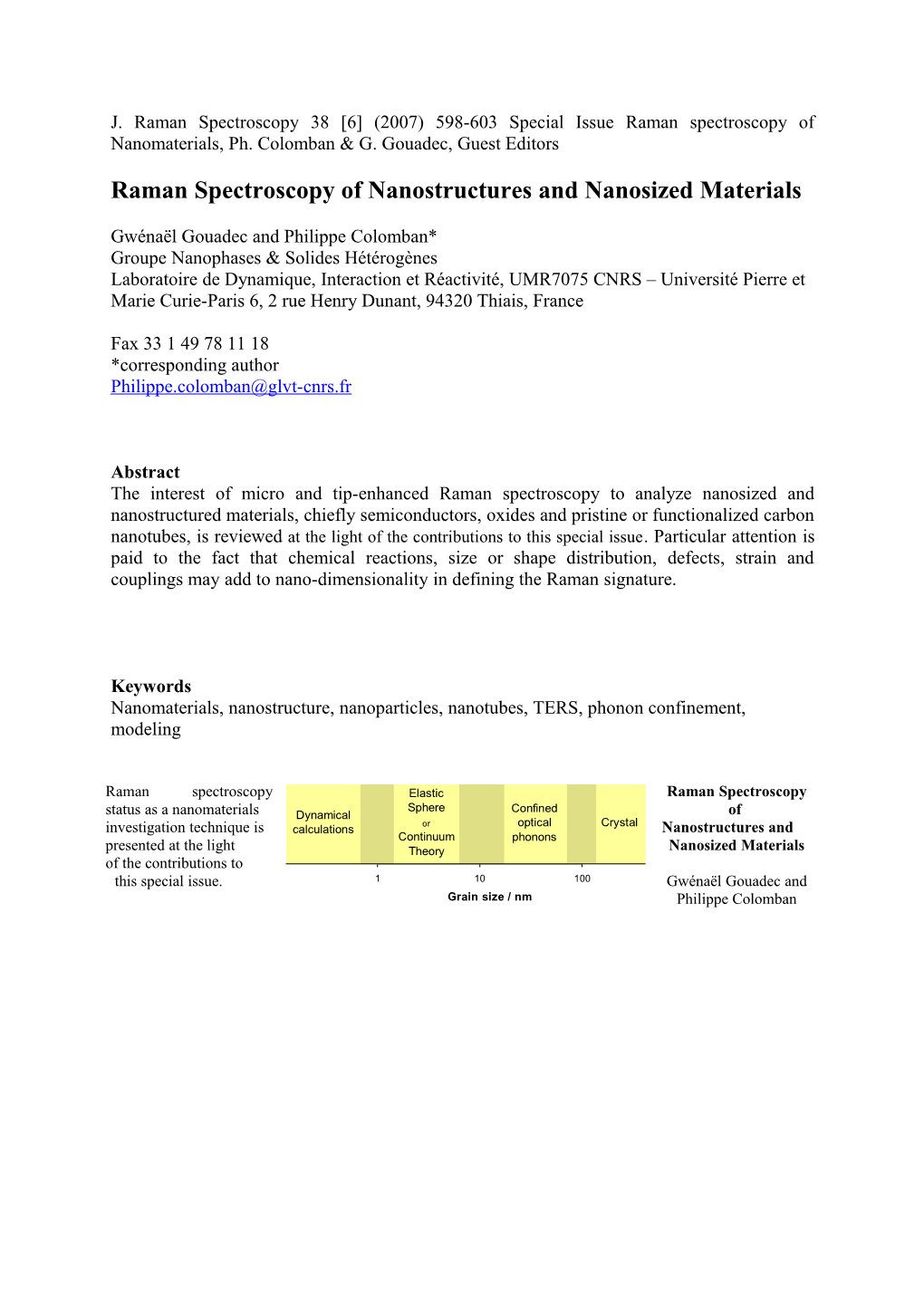 The Peculiarity of the Raman Signature and Spectrum Modelling of Nanomaterials (Cnts