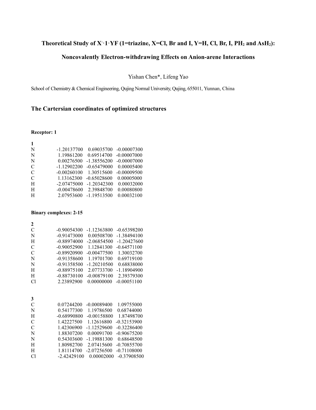 Theoretical Study of Noncovalent Interactions Between Halogen-Substituted S-Triazine And