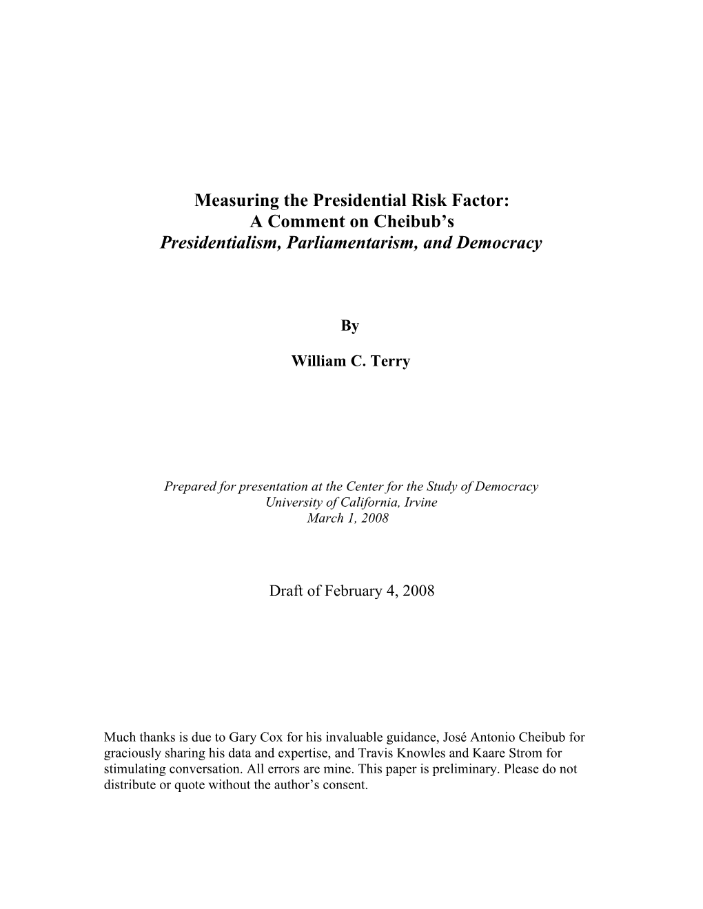 Measuring the Presidential Risk Factor