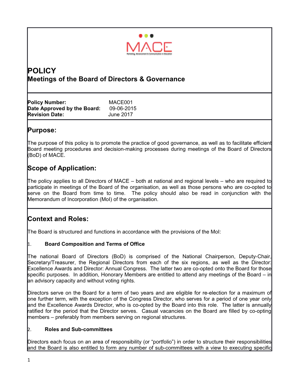 Board Composition and Terms of Office