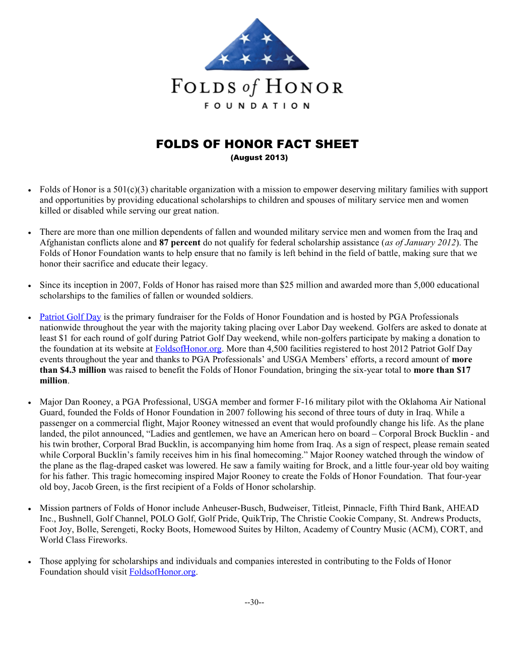 Folds of Honor Fact Sheet