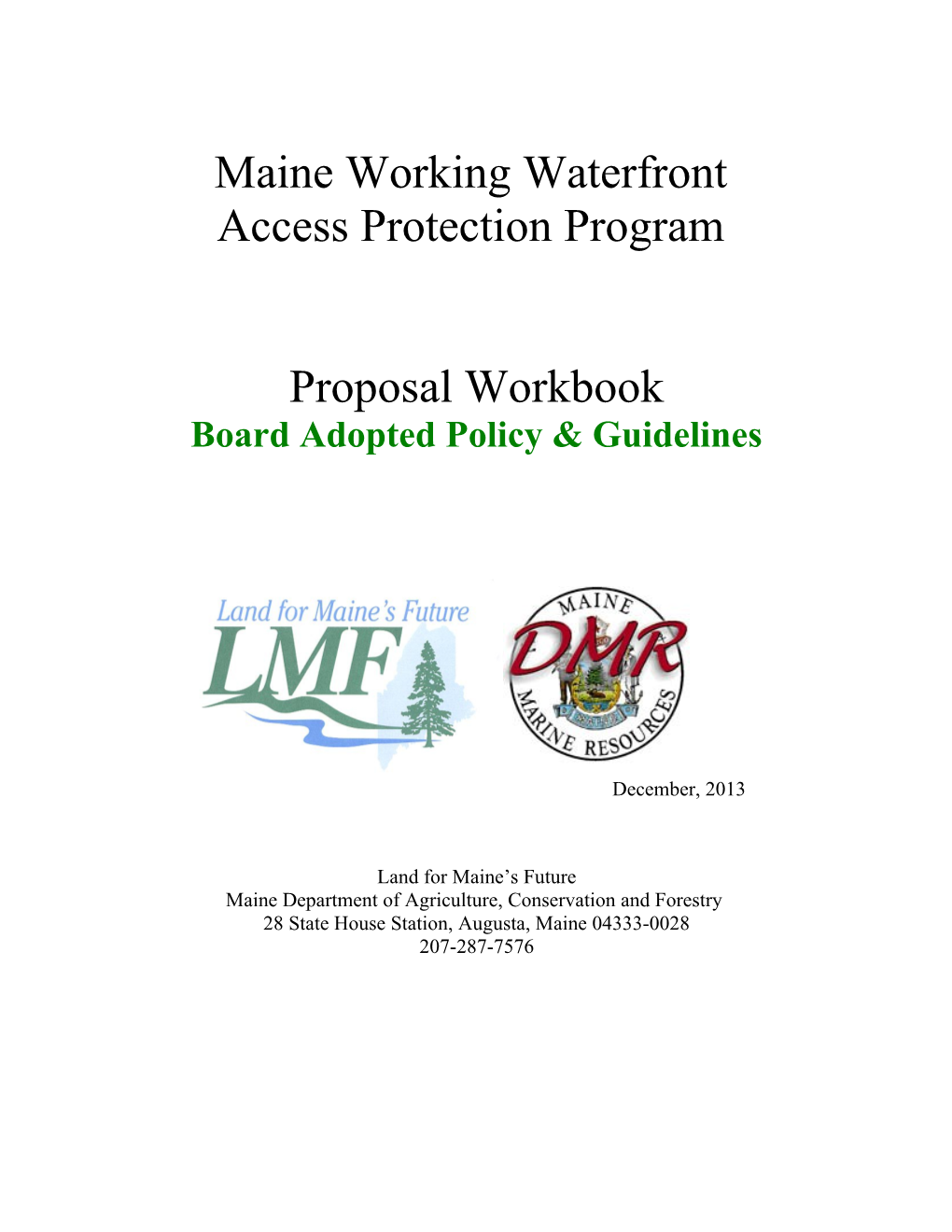 Land for Maine S Future Program