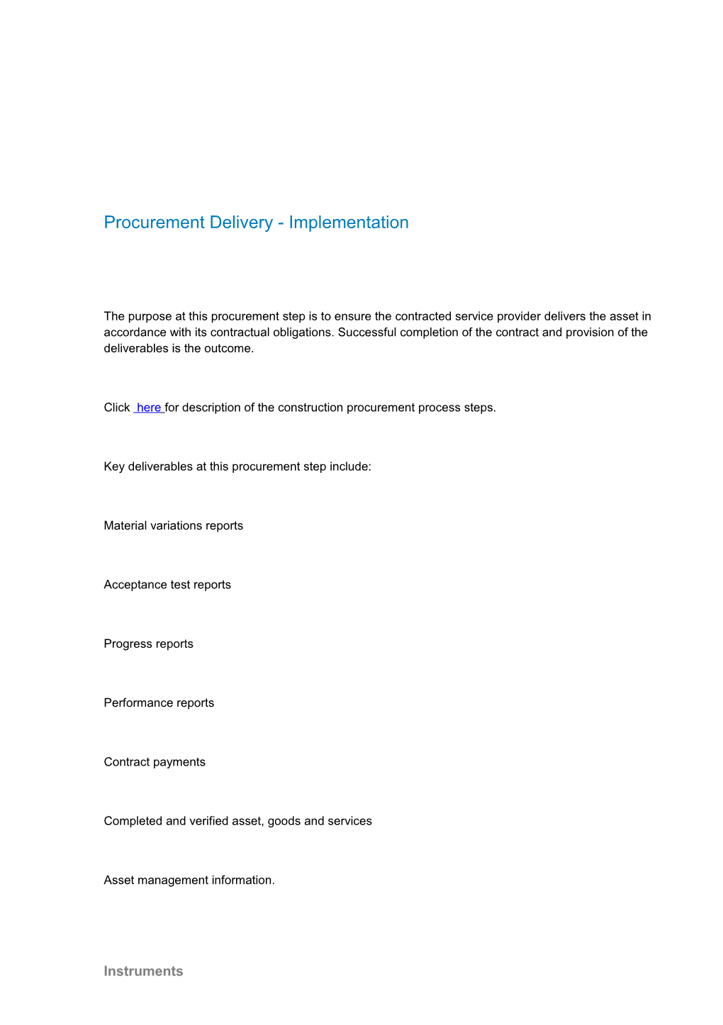 Click Here for Description of the Construction Procurement Process Steps