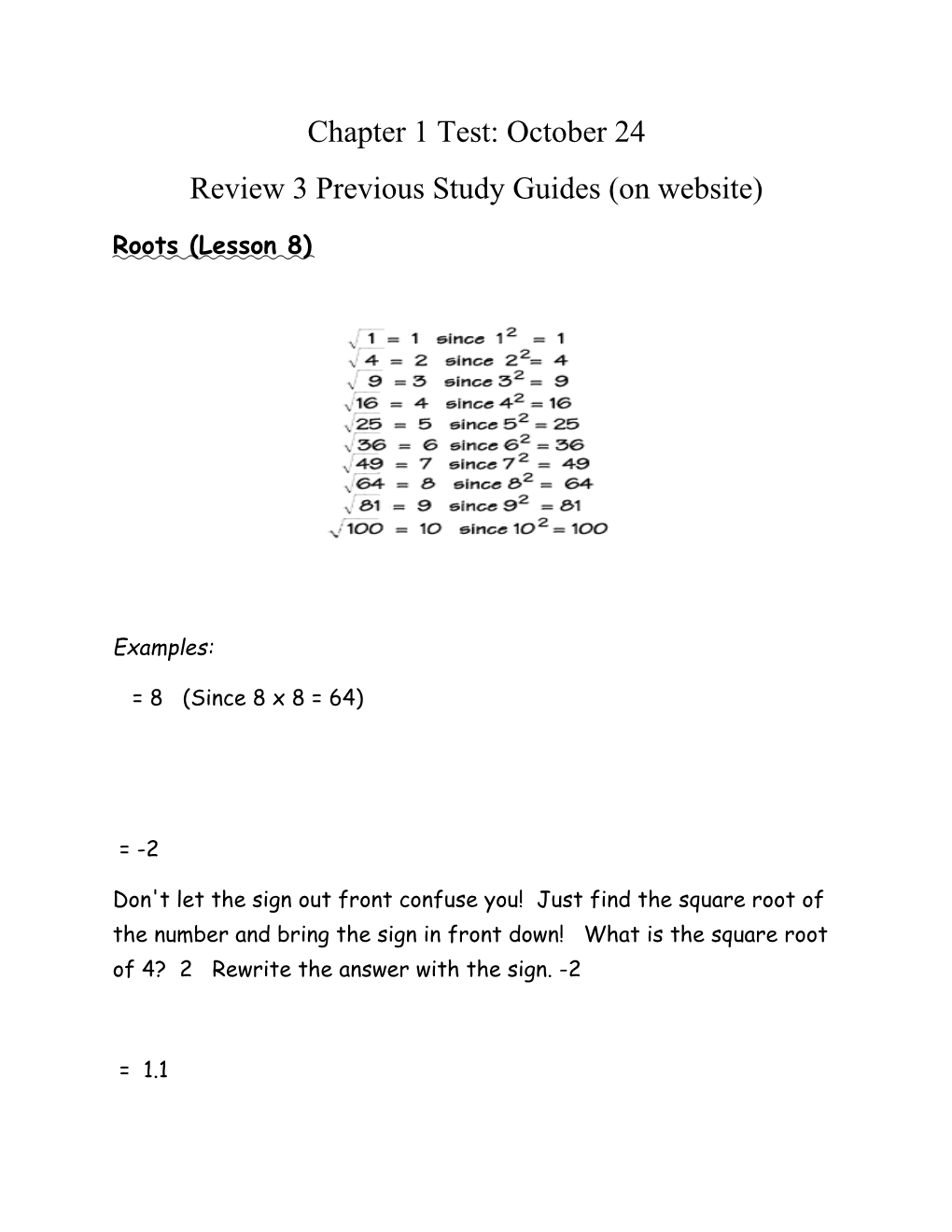 Review 3 Previous Study Guides (On Website)