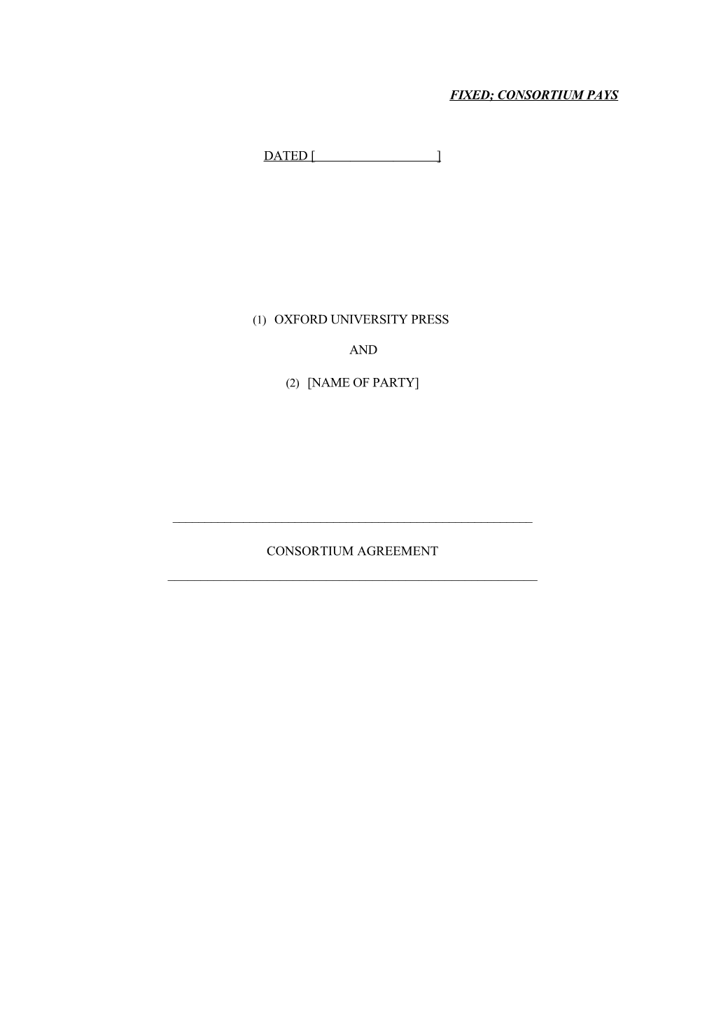 OUP Legal Standard Agreement Template
