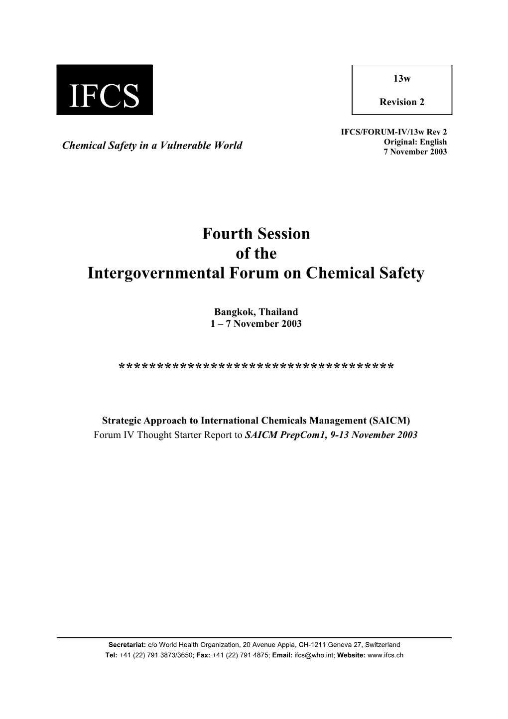 Chemical Safety in a Vulnerable World