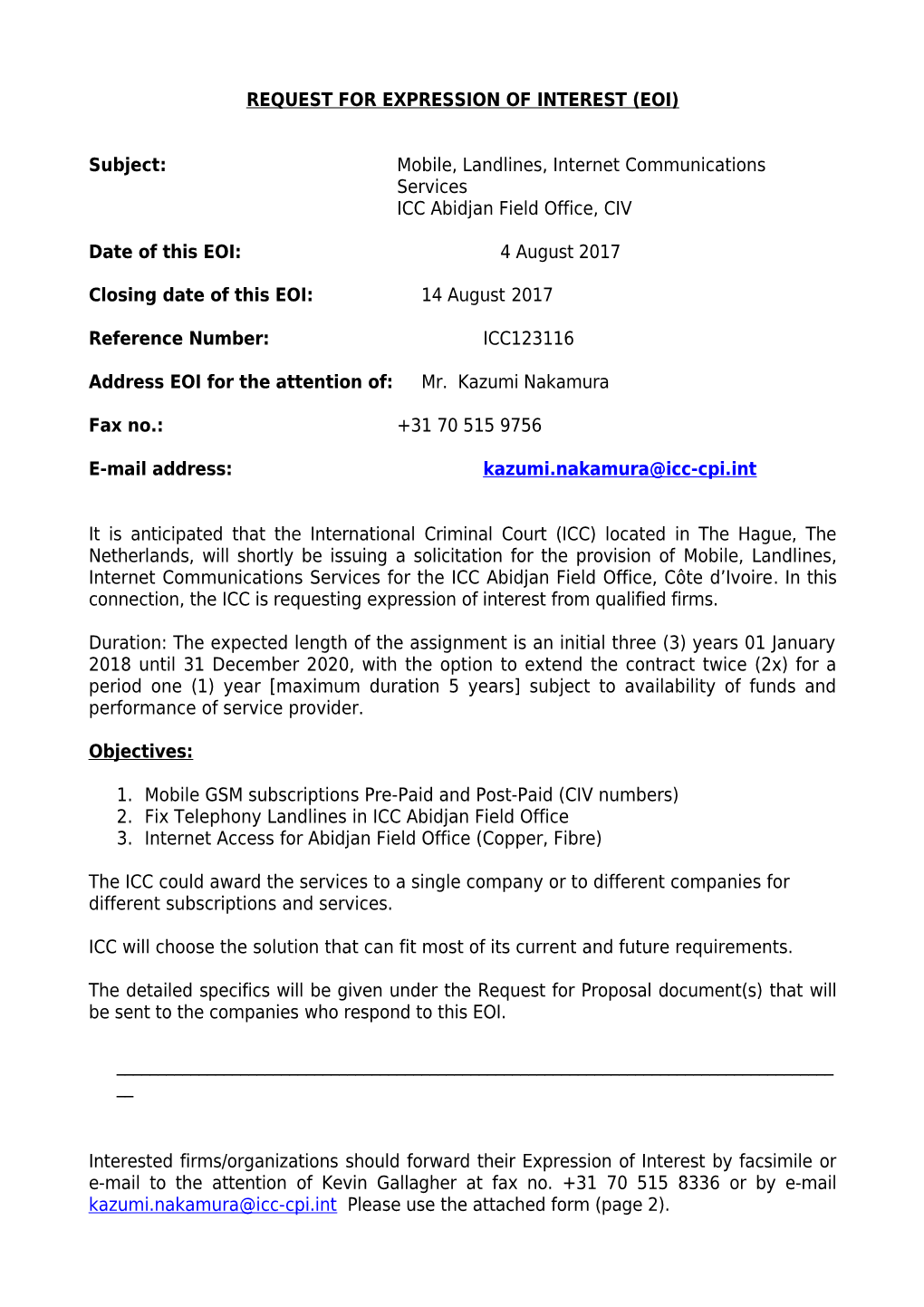 Request for Expression of Interest (Eoi) s5