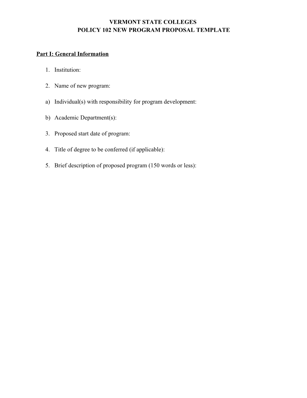 Policy 102 New Program Proposal Template
