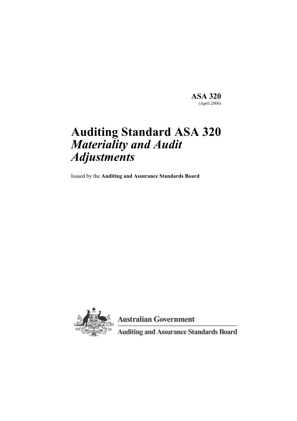Auditing Standard ASA 320