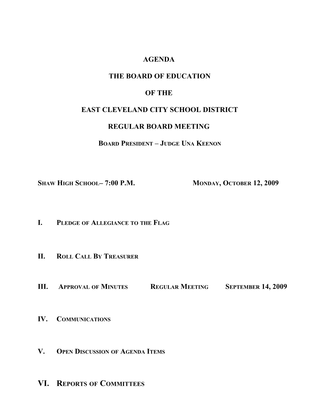Judge Una Keenon - President East Cleveland City School District s1
