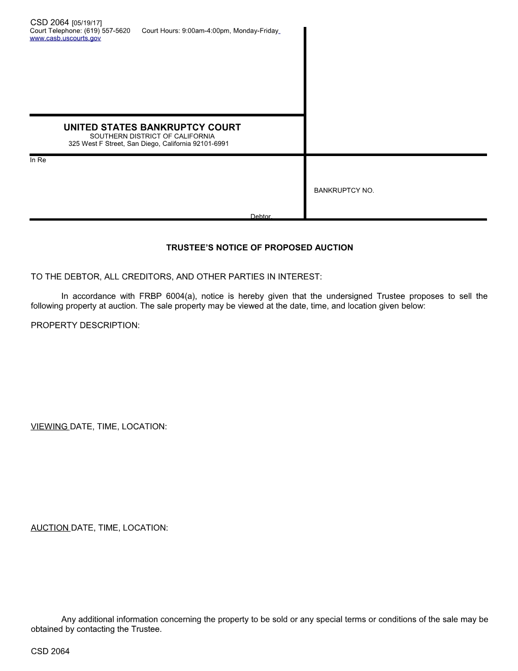 Trustee S Notice of Proposed Auction