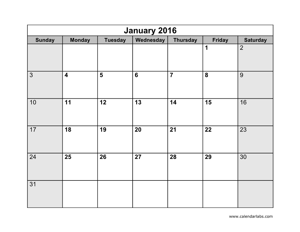Monthly Blank Calendar - Calendarlabs.Com