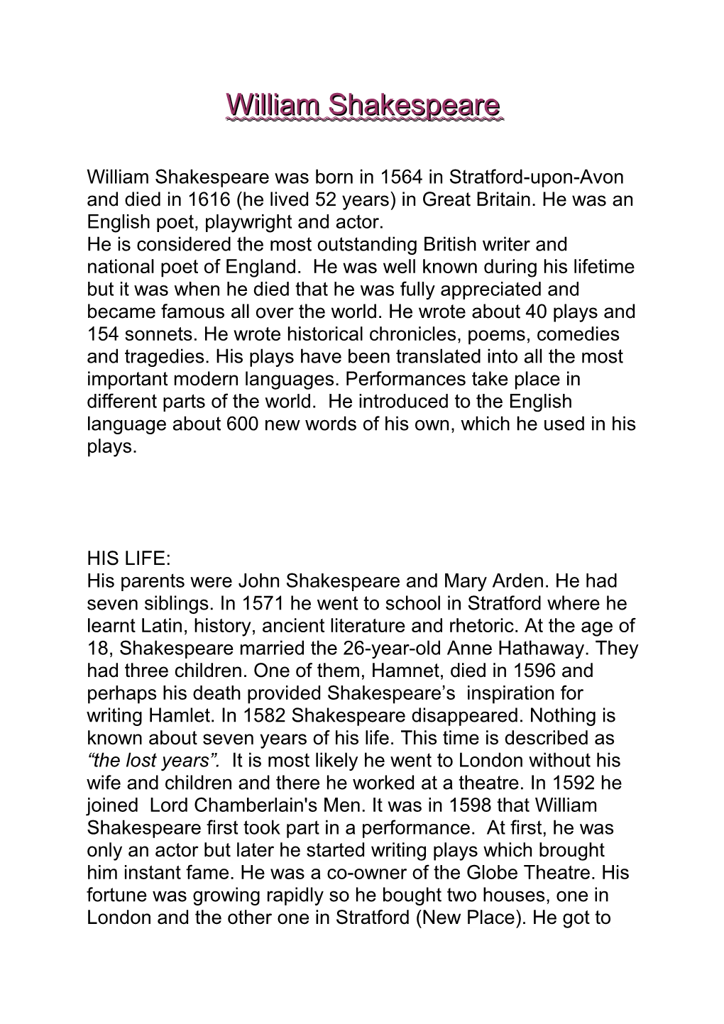 William Shakespeare s1