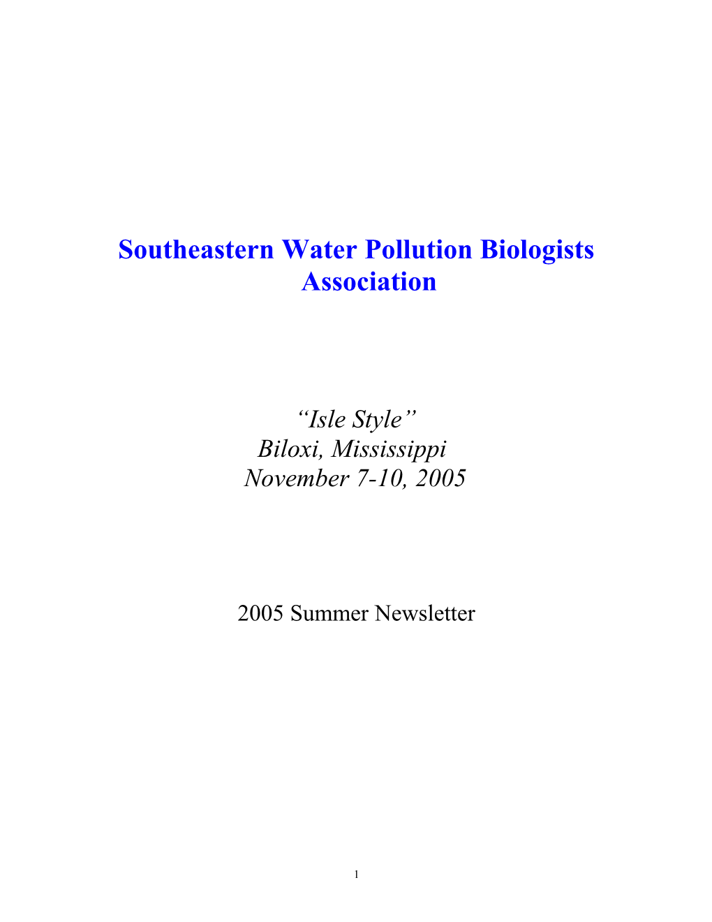 Southeastern Water Pollution Biologists Association