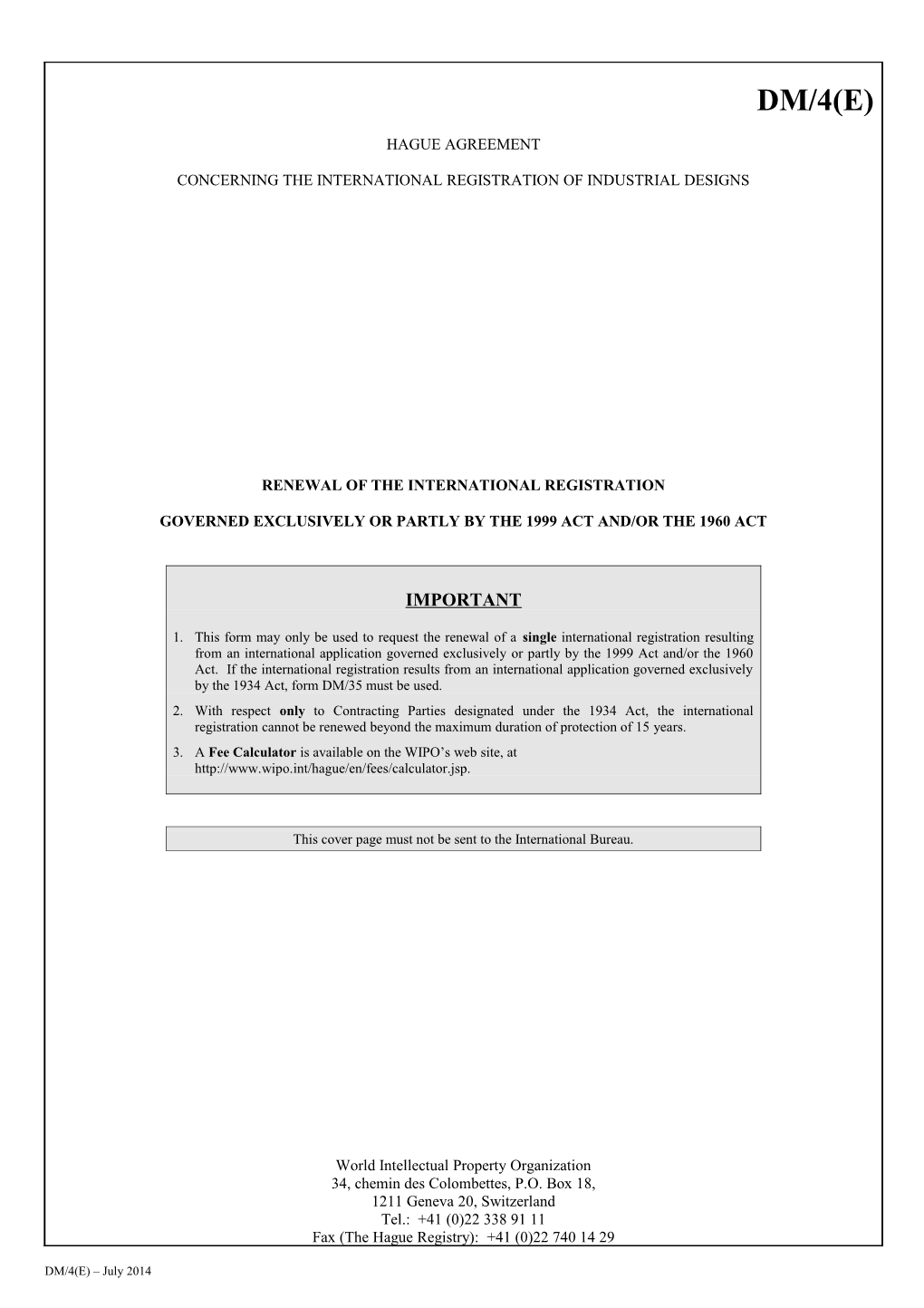 Form DM/4 (Hague System for the International Registration of Industrial Designs)