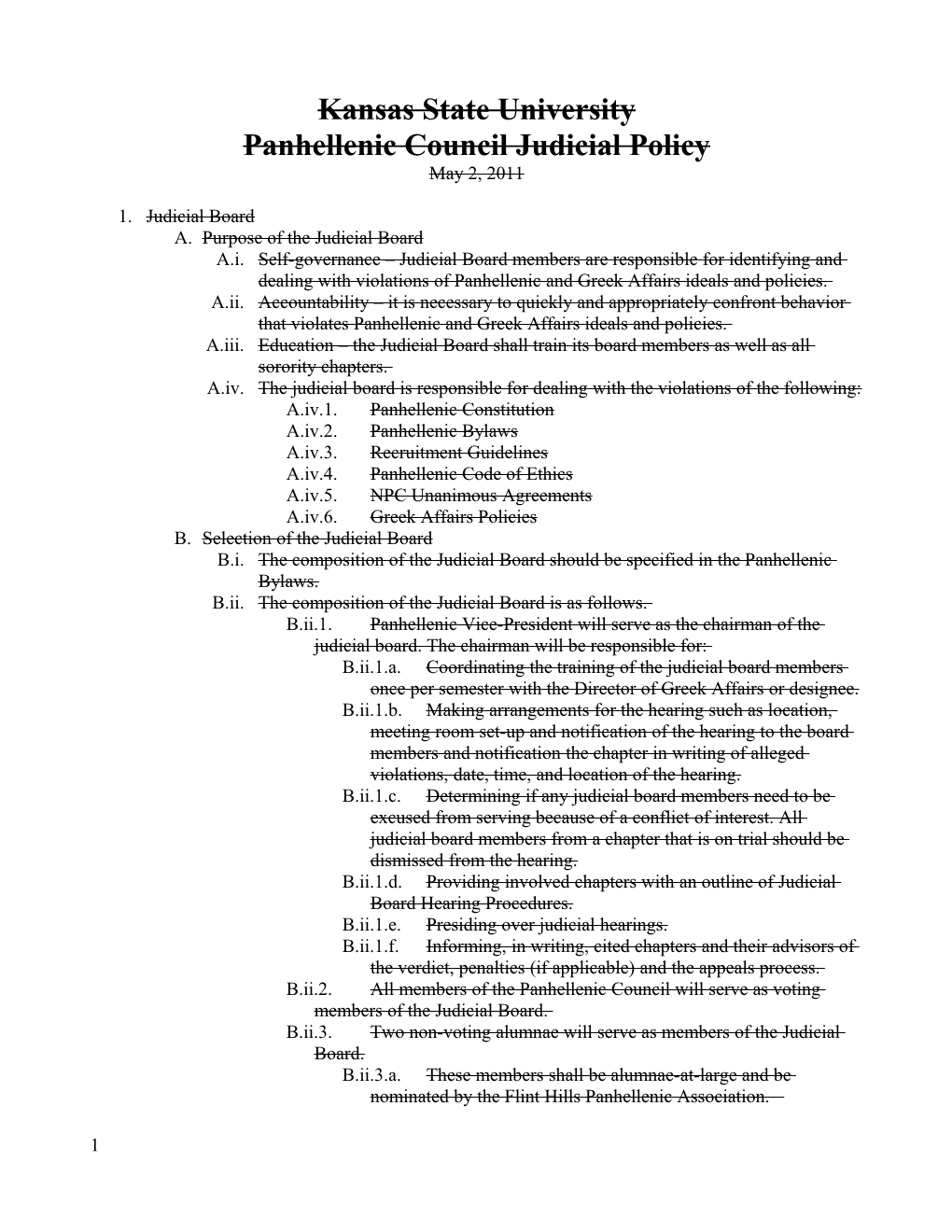 Panhellenic Council Judicial Policy