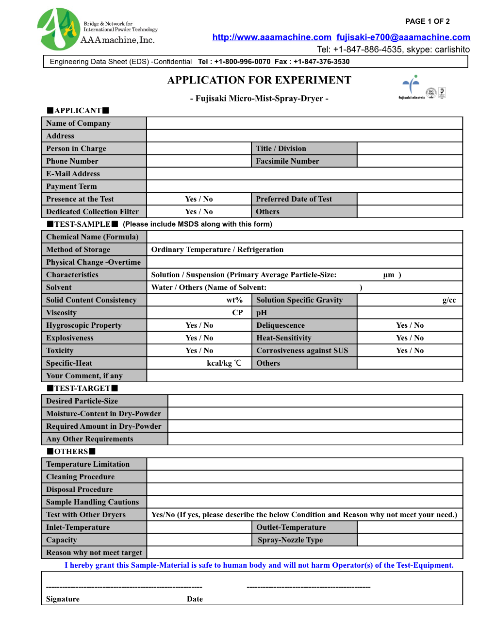 Application for Experiment