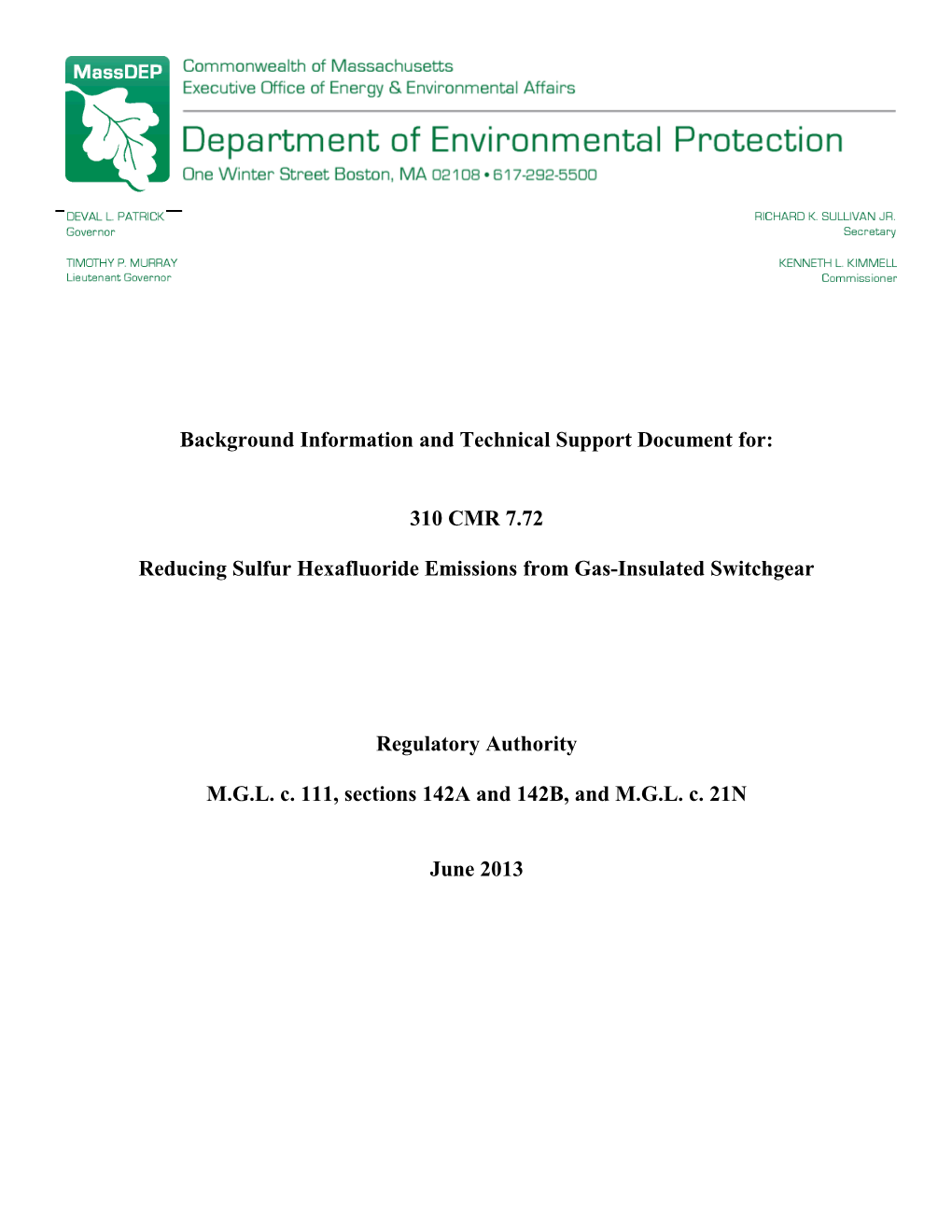 Background Information and Technical Support Document For