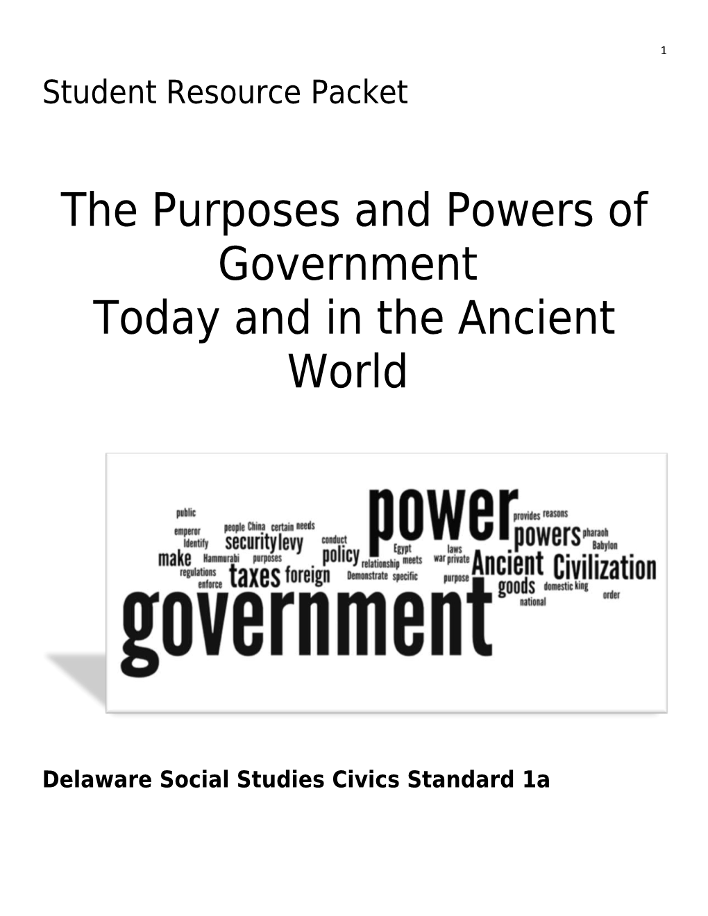 Delaware Social Studies Civics Standard 1A