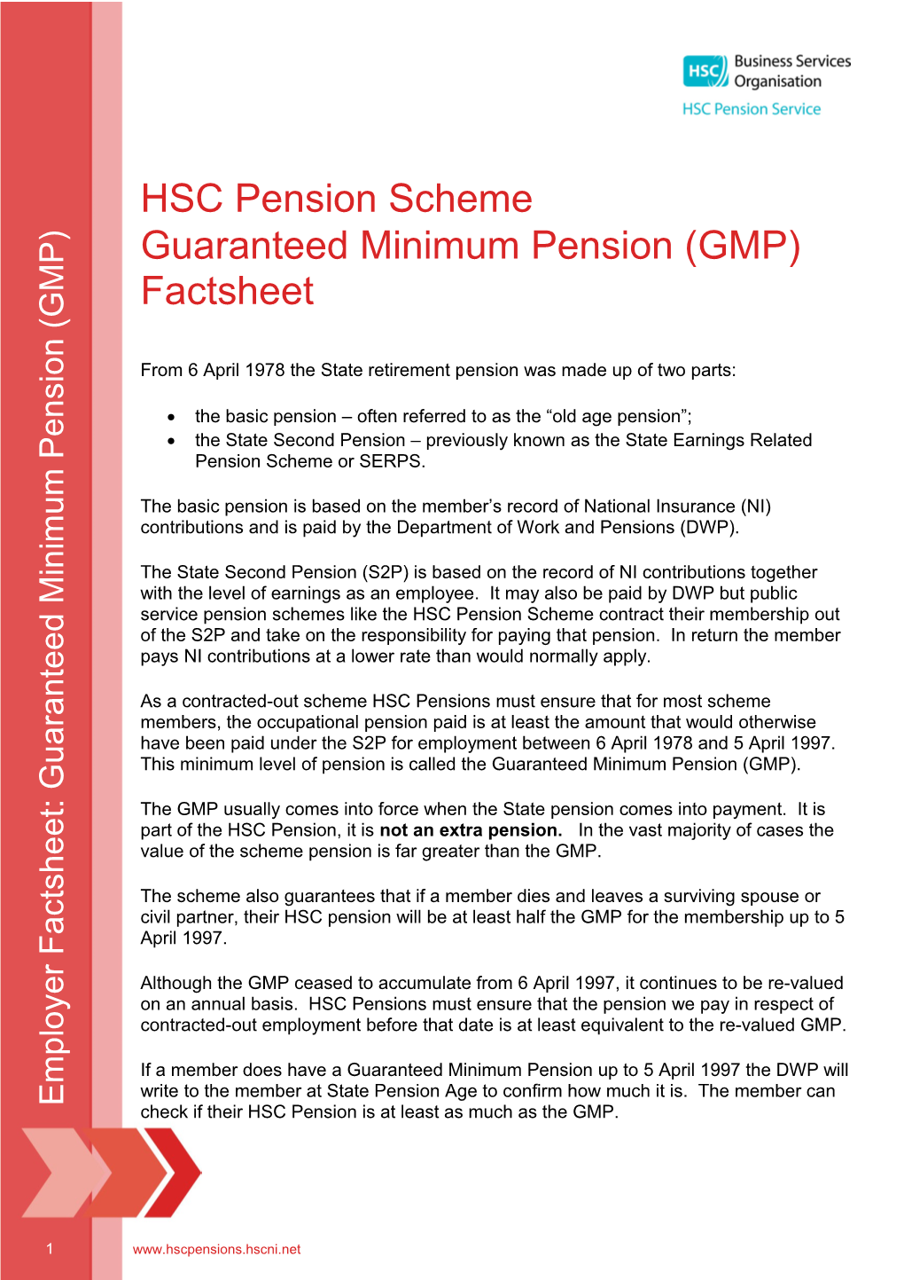 Guaranteed Minimum Pension (GMP) Factsheet