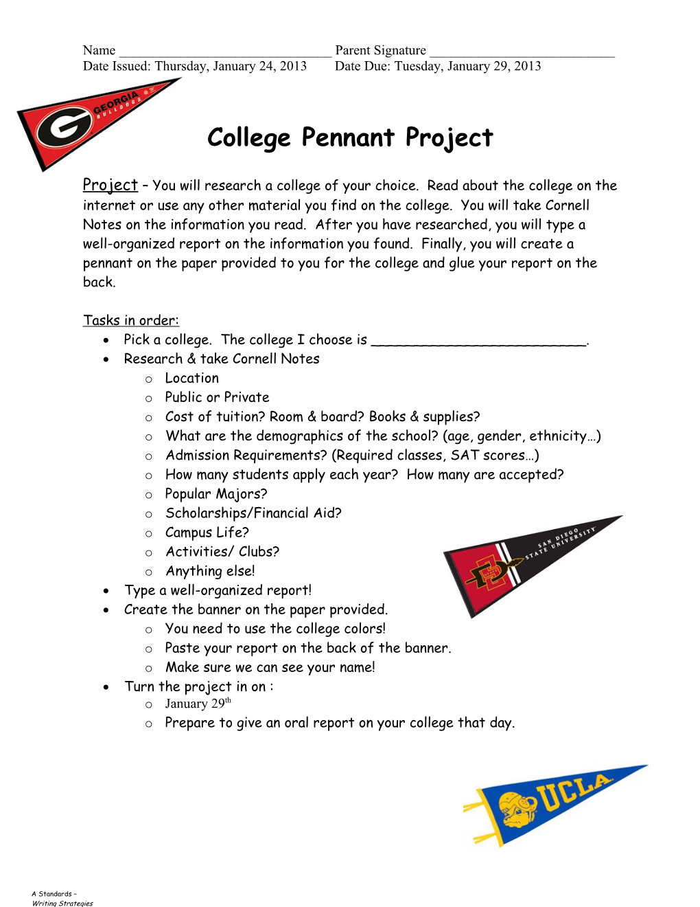 College Pennant Project